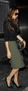 Graphic pencil skirt on Victoria Beckham