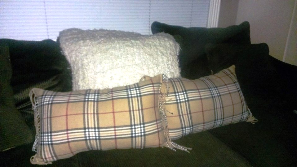 Plaid Shawl Transformation into Throw&nbsp;Pillows