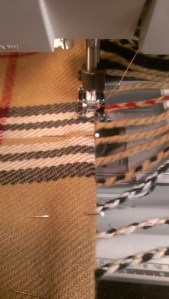 Top stitching the fringed edge