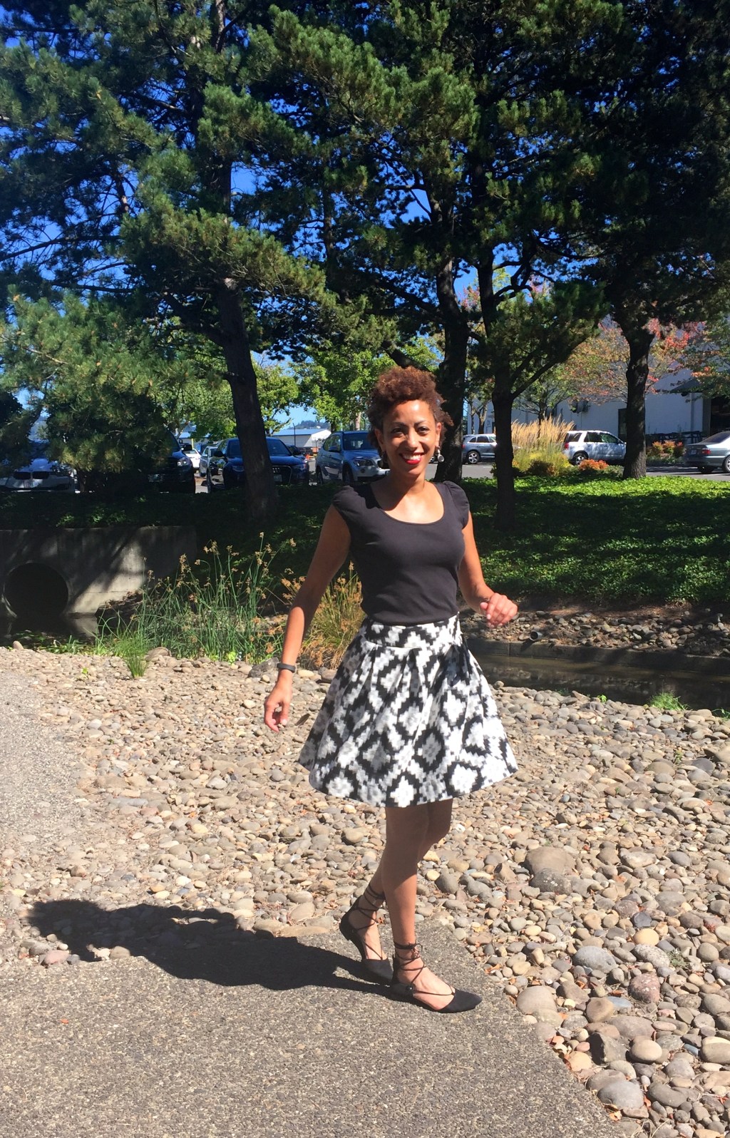 Ikat Print Pleated&nbsp;Skirt