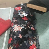 Red Floral Embroidered Mesh